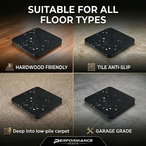 4 Pack Floor Protector Mats For Home Gym Treadmill And Bike Leg Pads Shield Hardwood And Carpet on different floor types