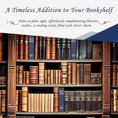 Bookshelf with Key Lock Dictionary Diversion Book Safe, Portable Metal Safe Box for Hidden Storage blending with books