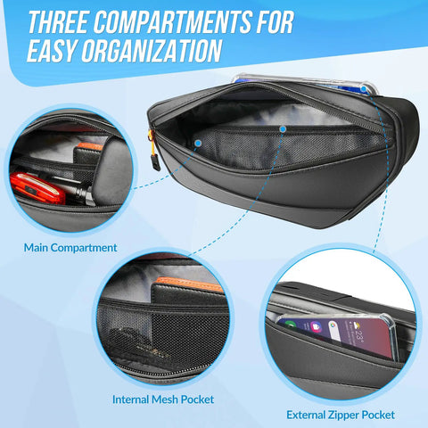 Waterproof Triangle Bike Bag With Side Pocket And Reflective Under Tube Storage For Road And Mountain Cycling, 1.8L, compartments