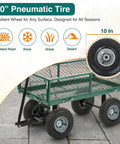 Heavy Duty Garden Cart With 500 Lbs Capacity, Utility Wagon With Removable Sides And 180 Degree Rotating Handle, Green