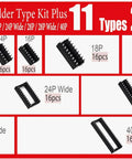 204Piece DIP IC Socket Kit With 11 Types 2.54mm Pitch 0.1in Solder Type Adapters For 6 To 40 Pin Sockets Narrow And Wide Assortment