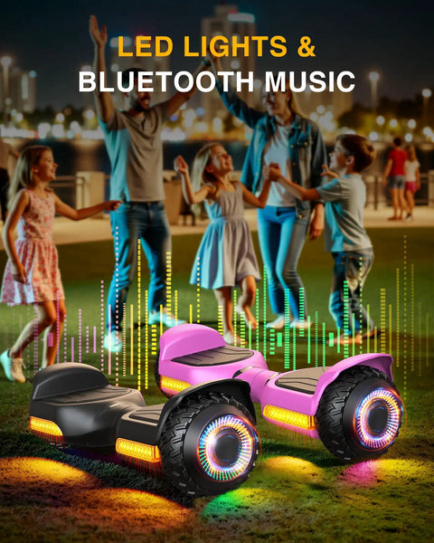 Two In One Off Road Self Balancing Scooter With Adjustable Seat Attachment For Kids And Adults, 6.5 Inch All Terrain Tires