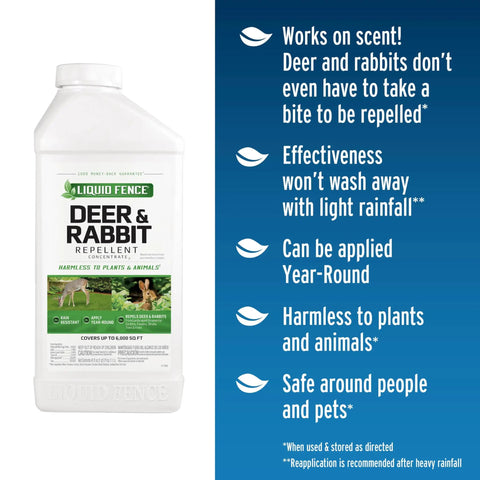 Deer And Rabbit Repellent Concentrate 40 Ounces Year Round Garden Spray For Plants Flowers Shrubs And Trees Long Lasting