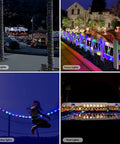 Outdoor Solar Powered Rope Lights 132 Ft Twin Pack 400 LED Lit Color Changing Fairy Lights Waterproof IP65 in various outdoor settings