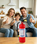 5 Lb ABC Dry Chemical Fire Extinguisher With Quick Release Handle Rated 2A 10B C in a home setting with family.