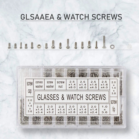Micro Eyeglass And Sunglass Repair Screws Kit With Nuts, Stainless Steel Tiny Screws Assortment For Spectacles And Watches, box display