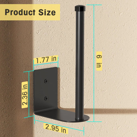 Heavy Duty Stainless Steel Hat Organizer And Hat Rack For Wall dimensions with black matte finish, measuring 6 in height and 2.95 in width.