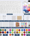 Backward Alphabet Molds Starter Kit with 206 silicone resin molds and accessories displayed for epoxy jewelry making.