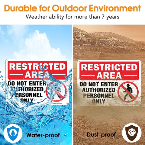 Restricted Area Do Not Enter Authorized Personnel Only Sign 2 Pack 10 By 7 Inches Aluminum Rust Free.040 Thick UV Protected Waterproof Weatherproof.