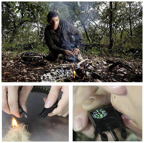 10 Pack Paracord Bracelet Survival Kit With Compass Fire Starter Whistle And Emergency Knife For Camping Hiking Fishing