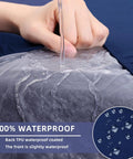 Close-up of Waterproof Cushion Covers Stretch Sofa Slipcover For Dog Hair Stains Spills Washable Non Slip TPU Lined Navy