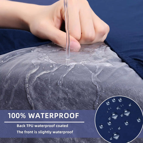 Close-up of Waterproof Cushion Covers Stretch Sofa Slipcover For Dog Hair Stains Spills Washable Non Slip TPU Lined Navy