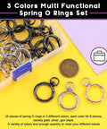 24Pcs Round Spring Clips Kit With Swivel Snap Hooks O Rings D Rings Buckles In 3 Colors 20Mm Inside Diameter Three Quarter Inch