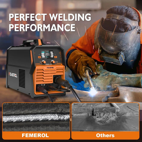 4 In 1 MIG Welder 200A Multi Process With Gas MIG Flux Core Stick Lift TIG Dual Voltage 110V 220V in action welding metal