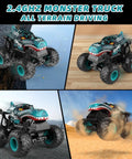 Totally Rad Dinosaur RC Monster Truck for Kids Ages 4 To 7, 1:20 Scale Remote Control Car With Lights And Music in various terrains