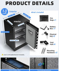 Image of 3.0 Cubic Feet Home Safe Box Built Tough With Fireproof Waterproof Bag featuring the digital keypad and six live locking bolts.