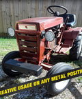Beefy Universal Magnetic Base Light Bar Mounts With Rubber Boot installed on front of red tractor