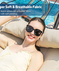 Woman relaxing on 12 Foot Two Person Hammock With Stand Included For Outdoor Patio Garden Beach And Poolside Beige