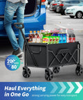 Collapsible Wagon With Wheels Foldable Dog Cart That Holds Up To 200 Lbs 80L Interior Storage Heavy Duty Utility Shopping Cart