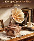 Dope Vintage Gramophone 3D Puzzle For Adults, Wooden Music Box And Mechanical Model Building Kit, DIY Craft For Music Lovers, Retro Home Decor Gift For Men And Women, Wind Up Music Box With Emperor Waltz, 9.8in tall