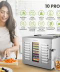Heavy Duty No Cap Commercial Food Dehydrator Machine With Ten Detachable Stainless Steel Trays for juicy jerky and fresh fruit