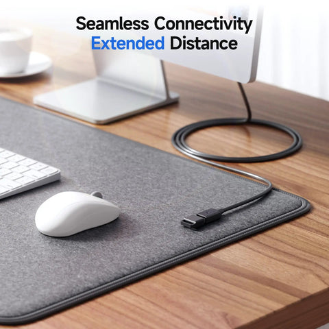 USB 3.0 Extension Cable 3-Foot Male To Female, 5Gbps SuperSpeed Extender on a desk with a computer and mouse