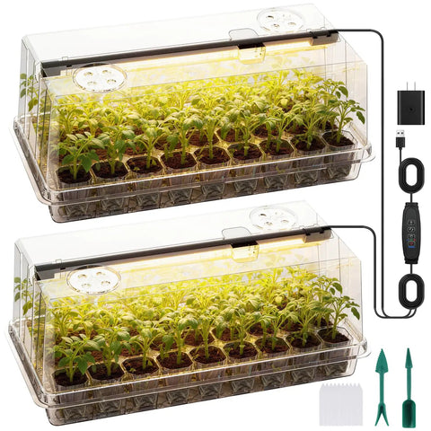 Full Spectrum Seed Starter Kit With Grow Light 72 Cell Tray 5 Dimmable Brightness Levels And Timer Indoor Plant Starter