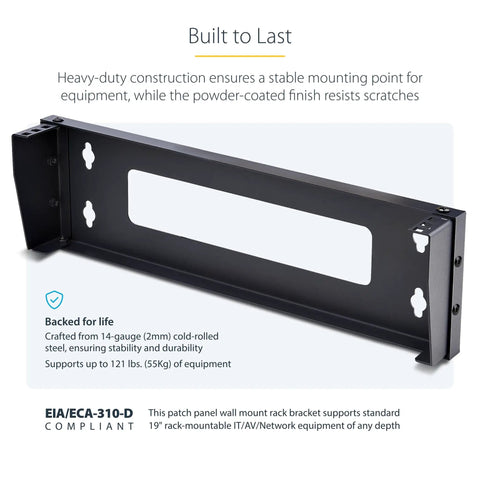Rock Solid One U Vertical Wall Mount Bracket Holds A Beefy 121 Lbs Minimal Footprint 19 Inch Server Cases And Patch Panels close-up of heavy-duty steel frame.