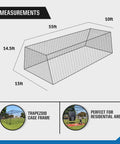 Diagram of 55 ft freestanding trapezoid batting cage showing dimensions for baseball and softball training, steel frame visible
