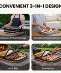 Grab And Go BBQ Prep Tub With Blanket 16L Collapsible Dish Basin And Cutting Board With Lid For Meal Prep, shown in use.