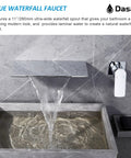 Wall Mount Bathroom Faucet With Waterfall Spout In Wall Design Single Handle Polished Chrome Sink Faucet 11 Inch Wide Spout Slick