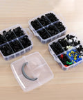 Must Have 835 Piece Car Push Retainer Clips And Plastic Fasteners Kit With 24 Sizes in storage boxes, various colors visible