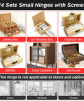 Display of 14 sets small hinges for jewelry and DIY boxes, not for doors; 50 Pairs Small Hinges Set For DIY Projects focus