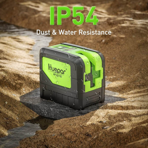 2 Plumb Dots And Cross Line Laser Level With 180 Degree Wide Angle 2 In 1 Green Self Leveling Laser Tool in rugged terrain