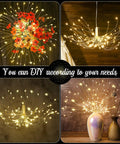Copper Wire Firework Fairy Lights With Remote Control Waterproof 120 LED String for indoor decor in bouquet shapes, cozy vibe
