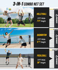 Image of All-In-One Backyard 3-In-1 Net Set For Volleyball Badminton And Pickleball With 17Ft Adjustable Height Net displayed in use.