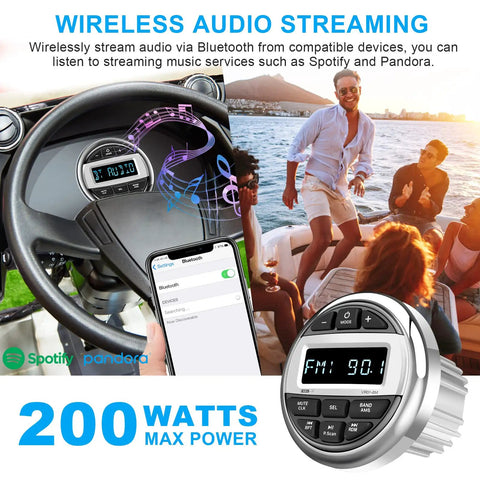 Waterproof Marine Boat Stereo Receiver With IPX5 Water Resistance And UV Coating HD LCD Display Bluetooth Music Player