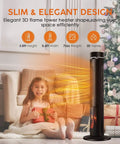 36 Inch Tower Space Heater For Large Rooms With 1500W Ceramic Electric Fireplace Effect, Adjustable Thermostat, Realistic 3D Flames, Smooth Oscillation And Wireless Remote Slams The Freeze Like A Champ in living room with child.