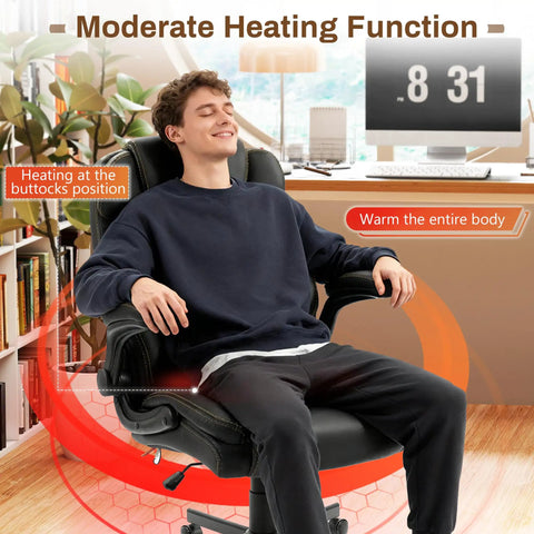 Ergonomic Big And Tall Office Chair With Four Point Massage And Heat 500 Lb Capacity Rocking Swivel Desk Chair in use.