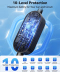 Level 2 Portable EV Charger 32A 7.68kW With 25 Foot Cable J1772 240V NEMA 14 50P showing internal circuit and safety icons