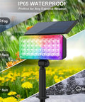 Super Bright Solar Spotlight With 36 LEDs, RGB Color Changing Outdoor Landscape Lights, IP65 Waterproof, weather conditions