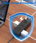 Desk Clamp Power Strip With USB C PD, 9 Outlets And 4 USB Ports, 13-In-One Charging Station on a desk with surge protection shield.