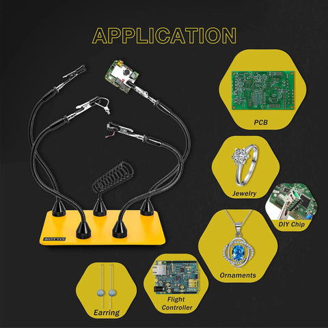 Four Magnetic Gooseneck Helping Hands Soldering Station With PCB Holder And Stainless Steel Crocodile Clamps applications