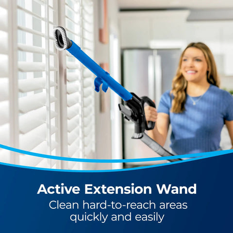 Active extension wand for Straight Up Powerful Upright Vacuum Cleaner With Extending Wand And Massive Dust Bin for cleaning blinds.