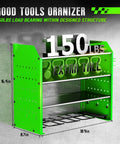 Power Tool Organizer Wall Mount With Charging Station 4 Tier Garage Storage Rack With 4 Cordless Drill Holders in green