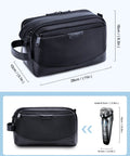 Men Toiletry Bag Large Travel Organizer Dopp Kit Water Resistant PU Leather Exterior With Wide Opening Interior Compartments