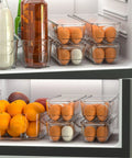 Clear 14 Egg Organizer Tray For Refrigerator Narrow Stackable Dispenser No Brainer Easy Access And Space Saving BPA Free Plastic Fits 14 Eggs 2 Pack For Fridges