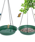 Hanging Bird Feeder And Bird Bath Combo For Outdoors Ready For Easy Setup with 10 Inch Tray, 16 Inch Chain, Durable Plastic, Attract Birds