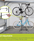 Four Bike Freestanding Gravity Rack With Basket For Garage Or Home Use No Drilling Required Fully Adjustable Vertical Bike Storage System