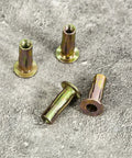 25Pcs M6 Multi Grip Rivet Nuts Pre Bulbed Shank Carbon Steel Zinc Plated Flat Head Threaded Insert Nuts Set For Auto Machinery And Diy Projects Durable Quick Install Fasteners on gray surface